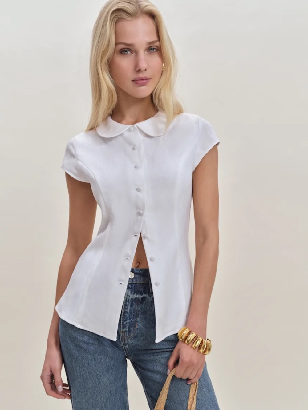 Reformation Molly Linen Shirt in White *NEW*